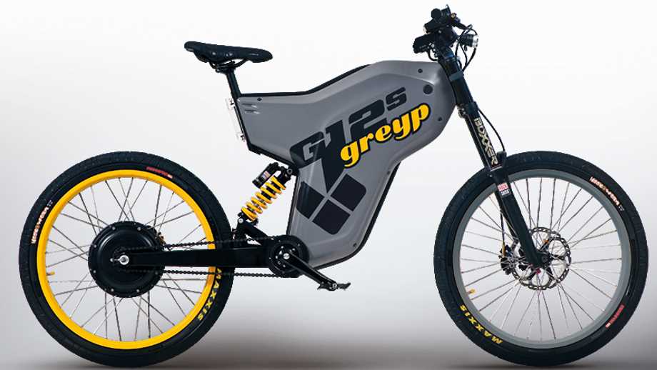 electric bikes by GreyP featuring a grey and yellow bike with a white background