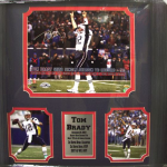 sports memorabilia by Encore Select shows Tom Brady celebrating a victory